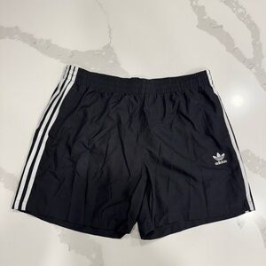 Adidas Men's Black Athletic Shorts with White Stripes
